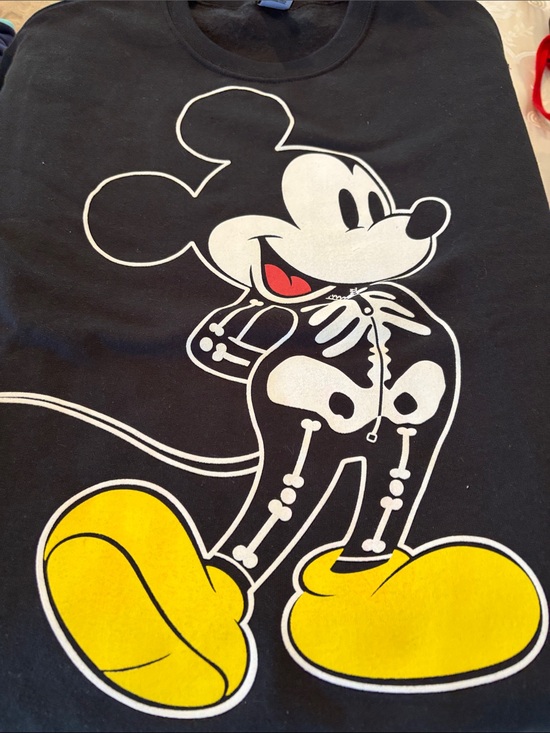 Disney Tops - Disney Black Mickey Mouse Skeleton Graphic Sweatshirt with Yellow Shoes